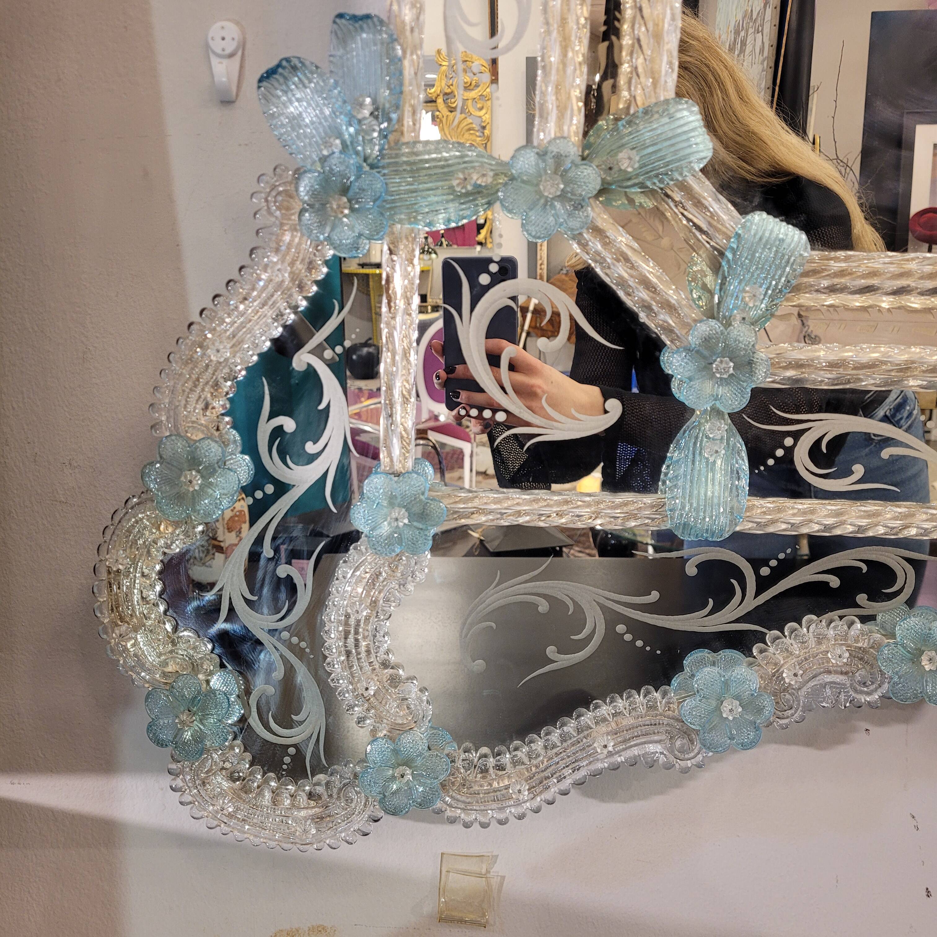 Espejo in Murano crystal, recorded in acid, Ongaro and Fuga, s.XX – Italia