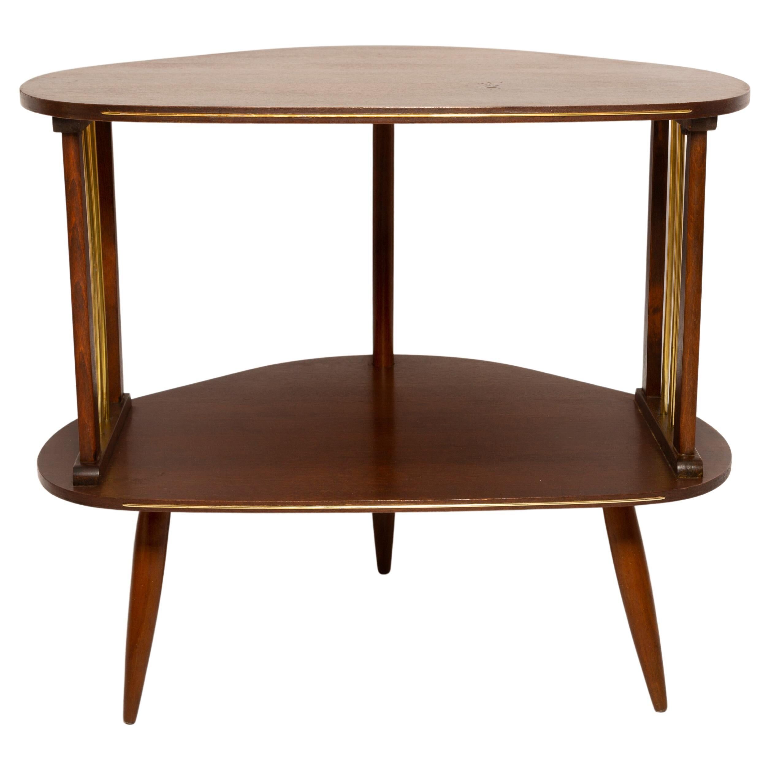 Vintage Mid-Century Modern beech wood TV side table, Poland, 1960s