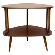 Table d'appoint TV vintage Mid-Century Modern en bois de hêtre, Pologne, années 1960