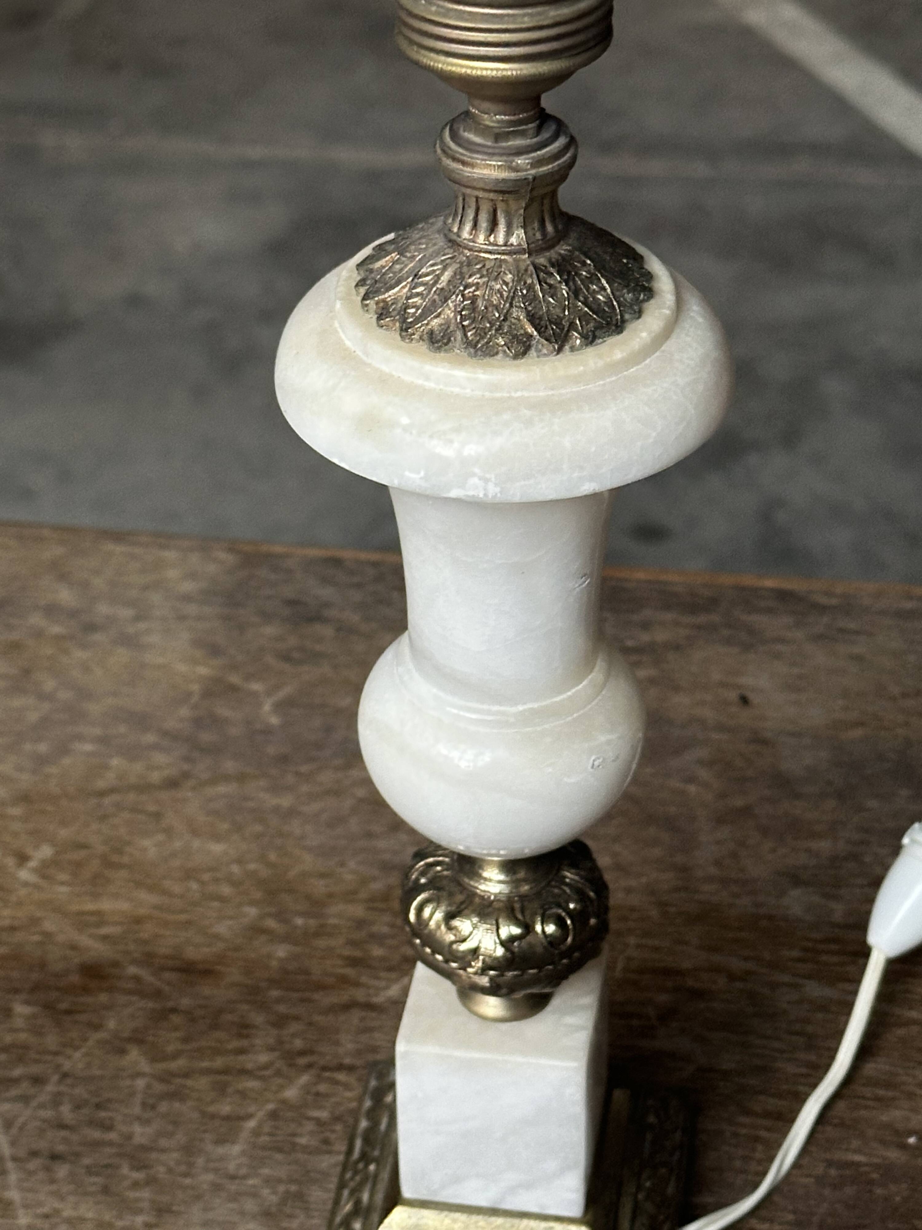 Vintage Alabaster and Brass Lamp Base H 30 cm