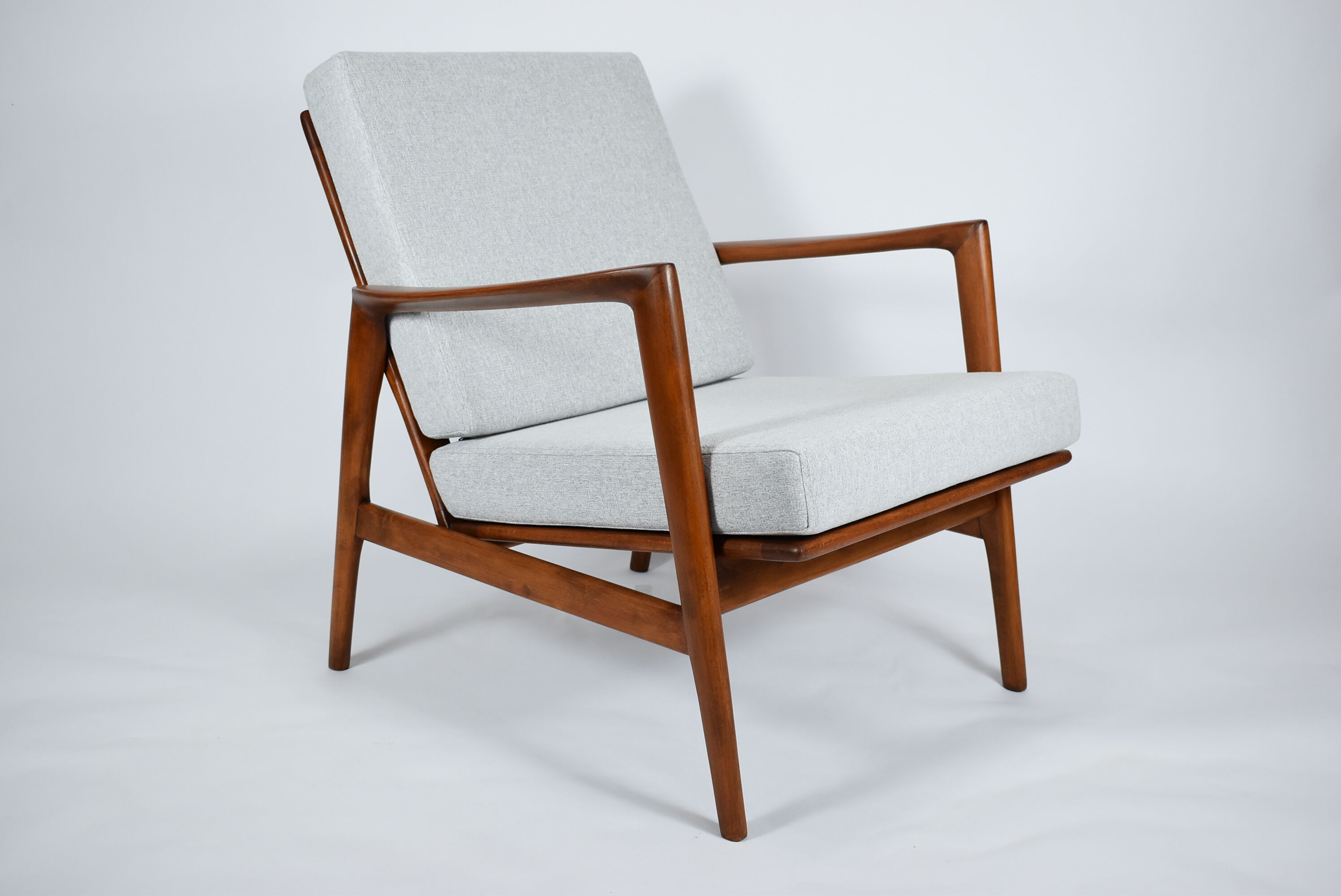 Scandinavian armchair Stefan, restored, 1960s, light grey, teak