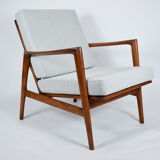 Scandinavian armchair Stefan, restored, 1960s, light grey, teak