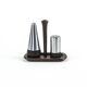 Danish salt and pepper set in wood and steel with tray, 1970s