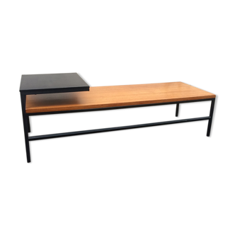 70s wooden and metal coffee table
