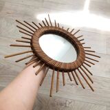 Vintage rattan sun mirror