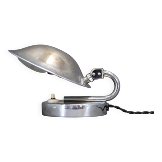 Bauhaus adjustable nickel table lamp, Czechoslovakia, 1930s