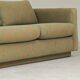 Pierre Frey modernist bench in green and gold patterned fabric