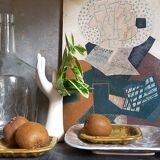 Set of three potter's plates in enamelled earth