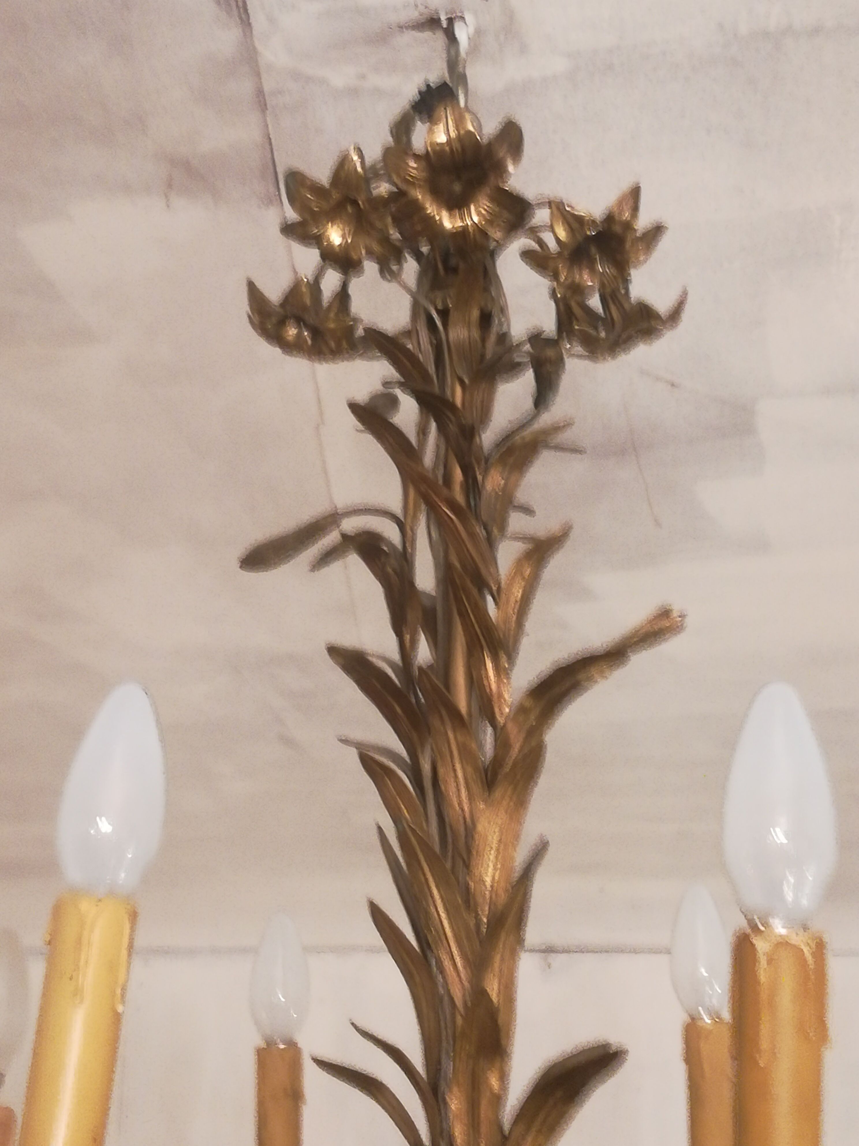 Late 19th century gilt bronze fleur-de-lis chandelier