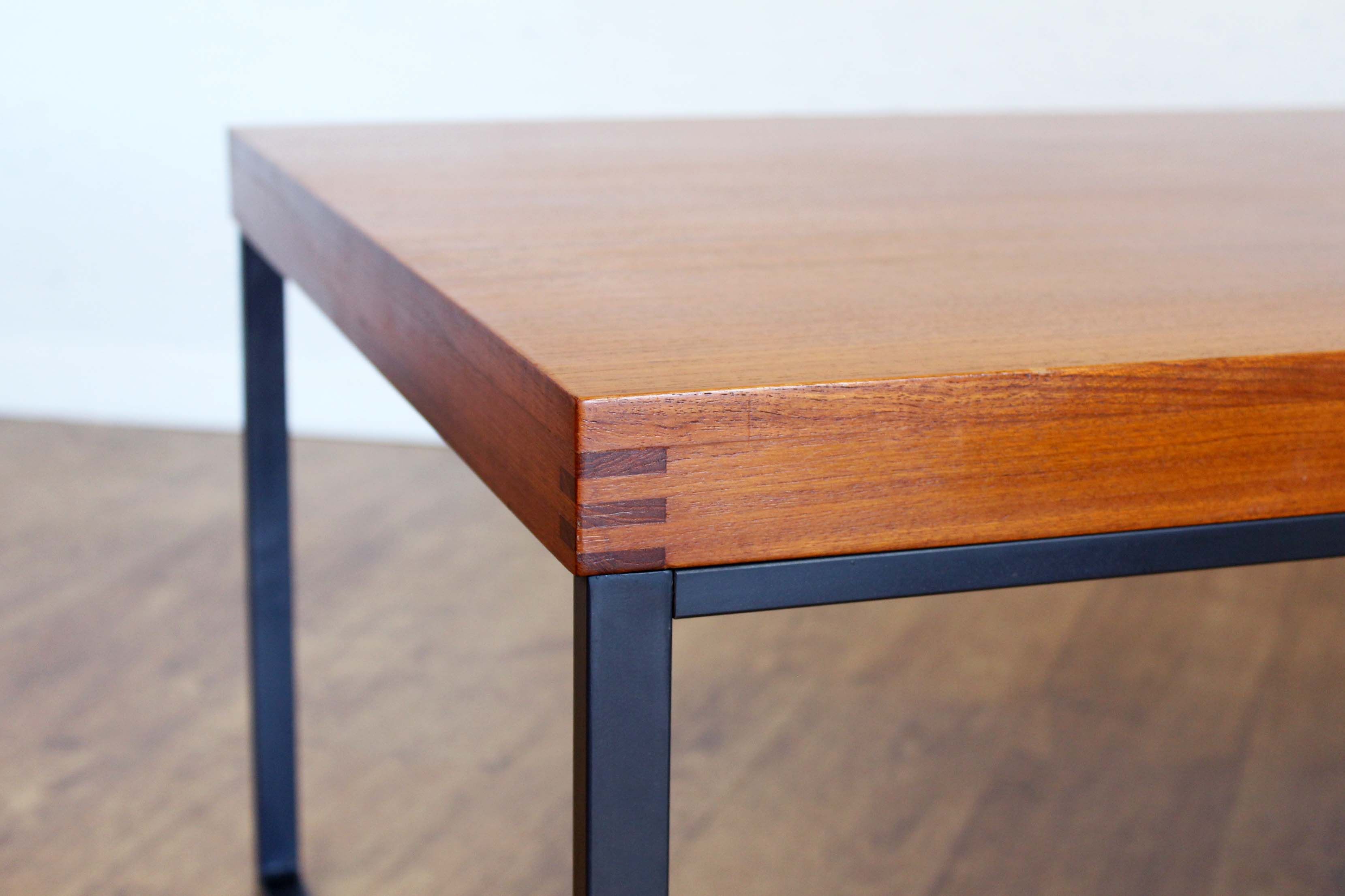 Large teak and metal coffee table