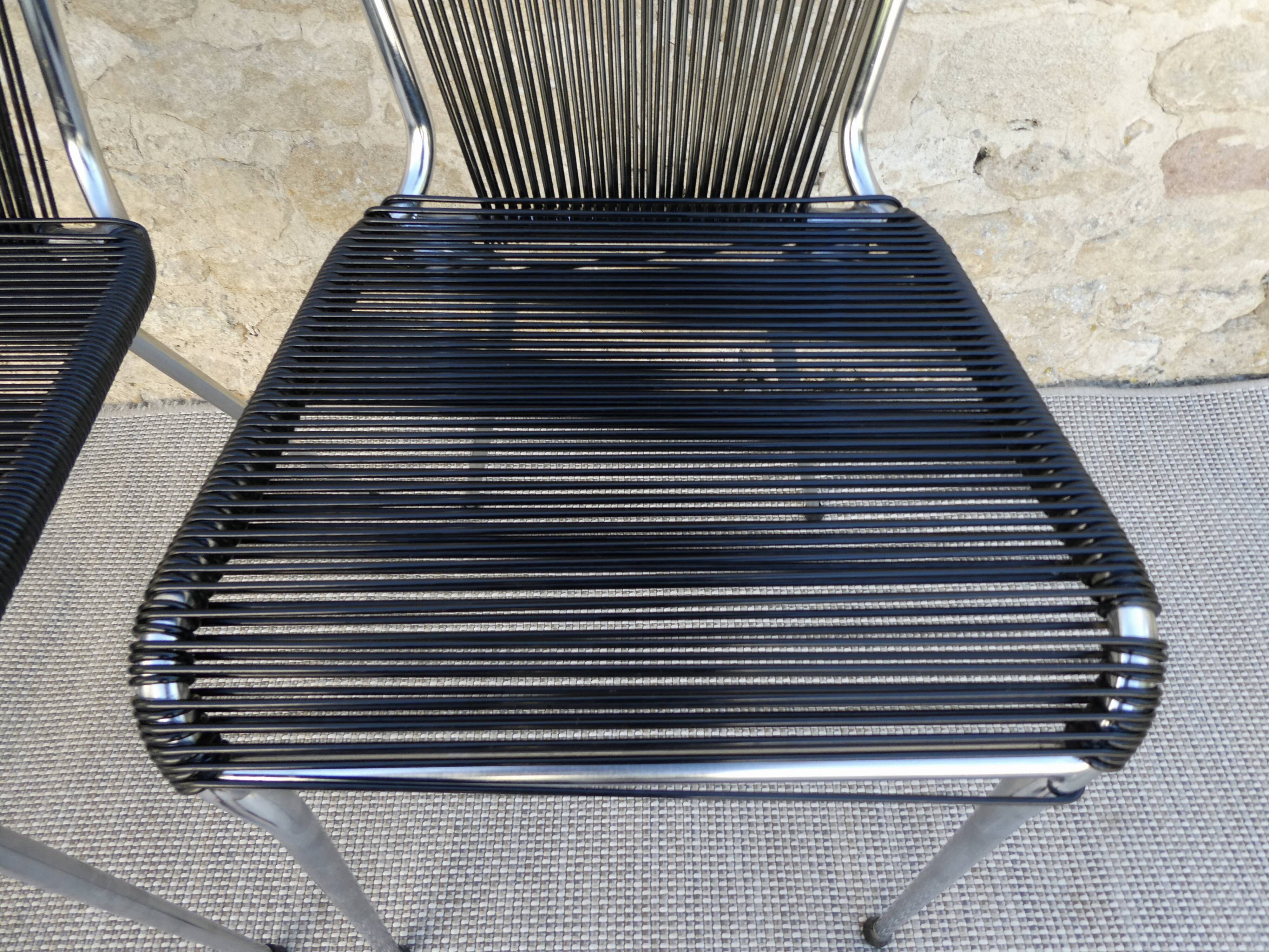 Ensemble de 4 chaises scoubidou des années 60