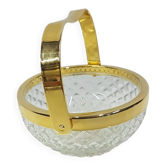 Transparent crystal basket with a gold-plated metal handle, Walther Glas, G