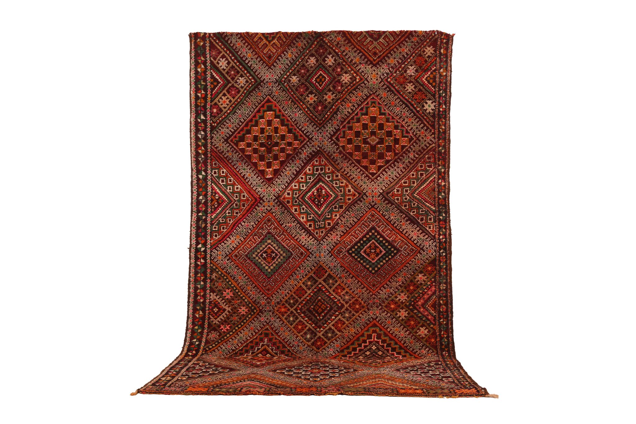 Burgundy Vintage Moroccan Rug 168 x 297 cm, Berber Wool Rug, Handmade Rug