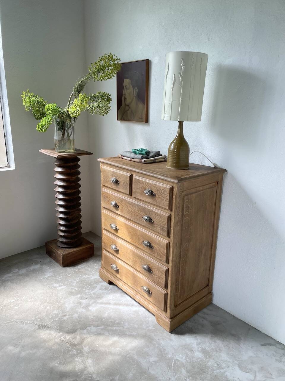 1950 oak chiffonier chest of drawers