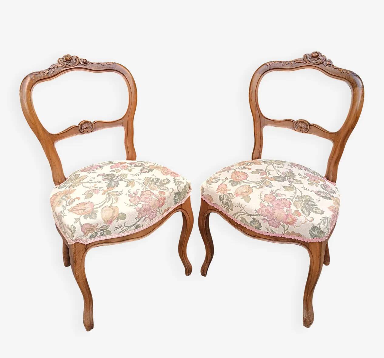 Pair of 19th-century Louis XV walnut chairs