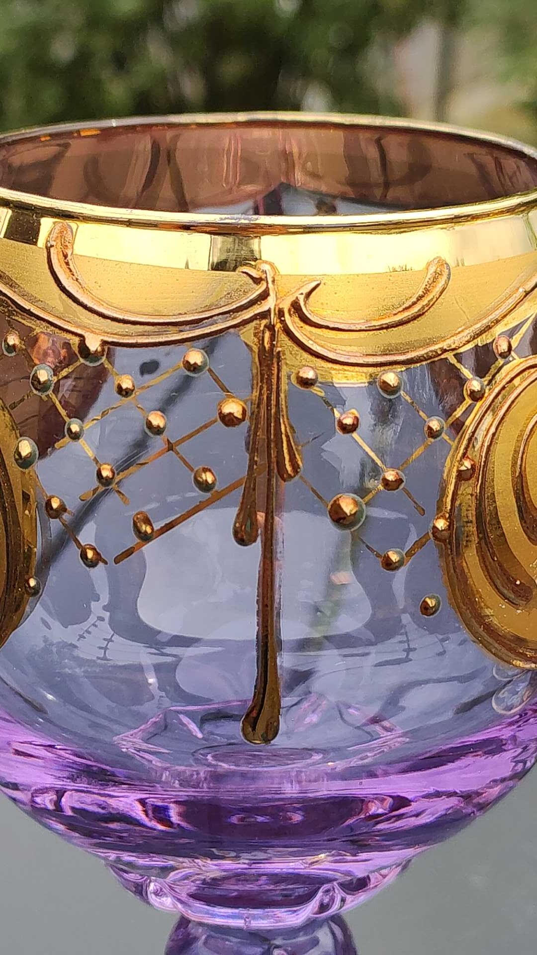 Set of 2 Trefuochi Foot Deco glasses shaped ball from Murano/Italy