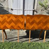 Antique extendable table in cherry wood and marquetry in the Louis XV style.