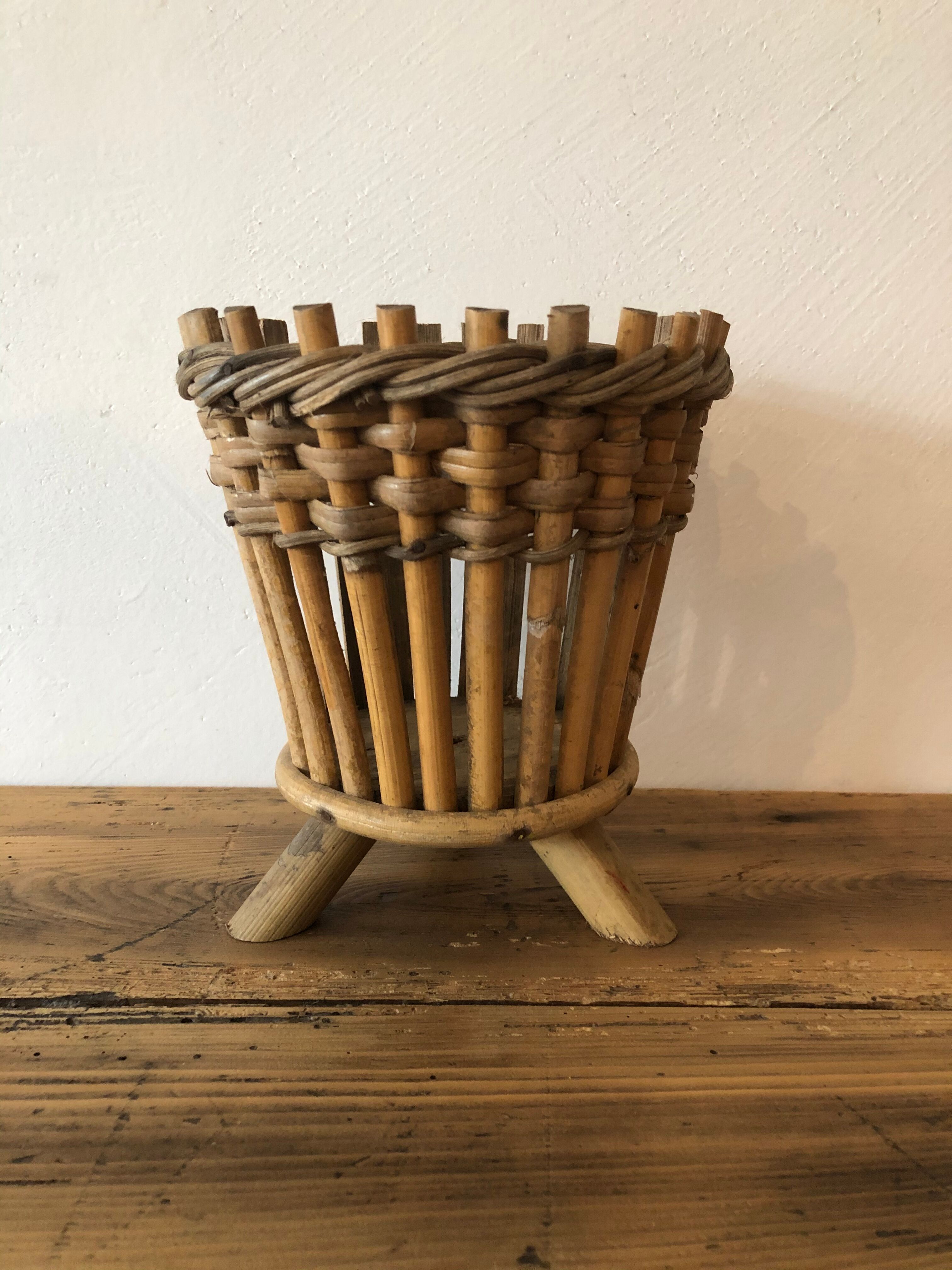 Vintage rattan pot cover