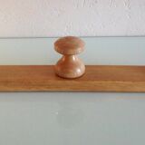Three-headed varnished wooden coat rack, Scandinavian style / vintage 60s-70s
