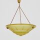 Old chandelier, Art Deco 1 light basin pendant light, in yellow glass paste. 1930s