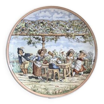 Old dish Sarreguemines UC costumed children