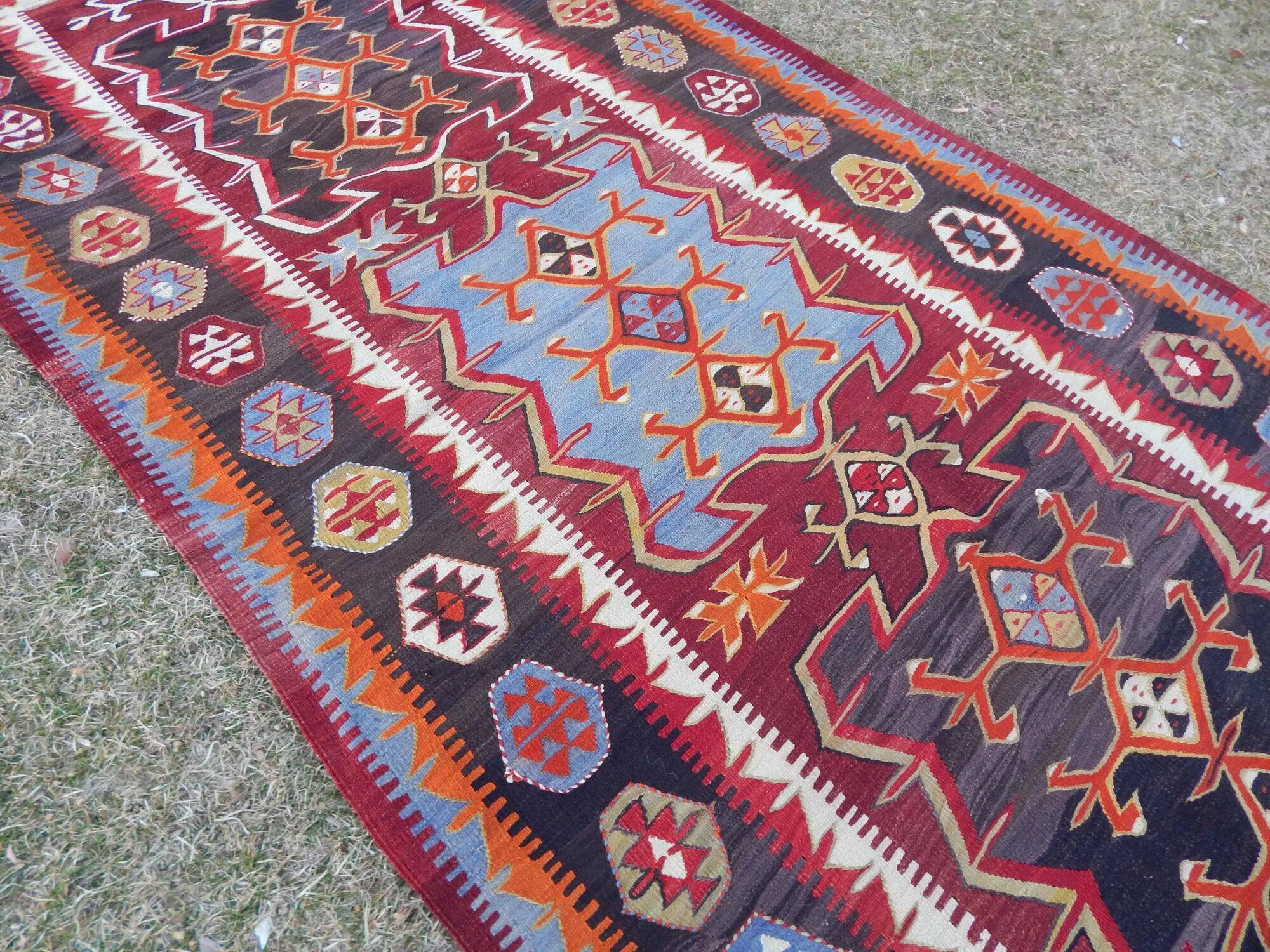 Tapis Kilim turc vintage tissé main
