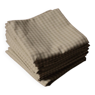 Set of 8 table napkins cotton gingham beige linen creation