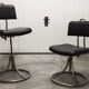 Pair of French Army telegraph operator's swivel chairs, new leather