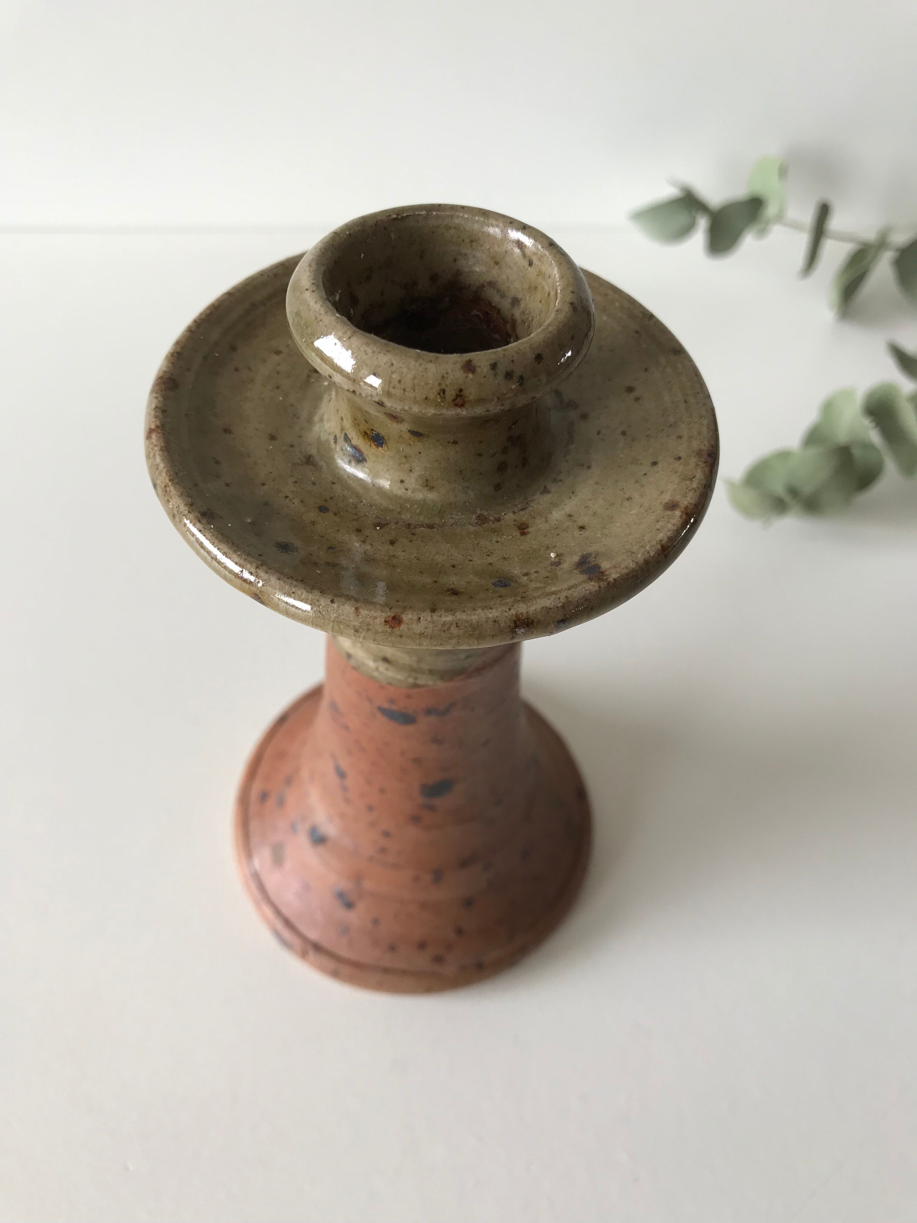 Stoneware vintage candlestick