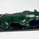 Art Deco, green ceramic panther sculpture circa 1930.
