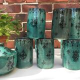 Service a orange enamelled signed former pottery