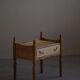Henning Kjærnulf, oak bedside table, modern Danish, "Razorblade", 1960s