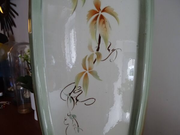 Colonne en faïence KG Lunéville feuilles de vigne Art nouveau 1920 - 81,5 cm