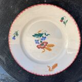 Lot de deux plats, un à gâteaux et un plat de service peint à la main moulin des loups hamage Cérès