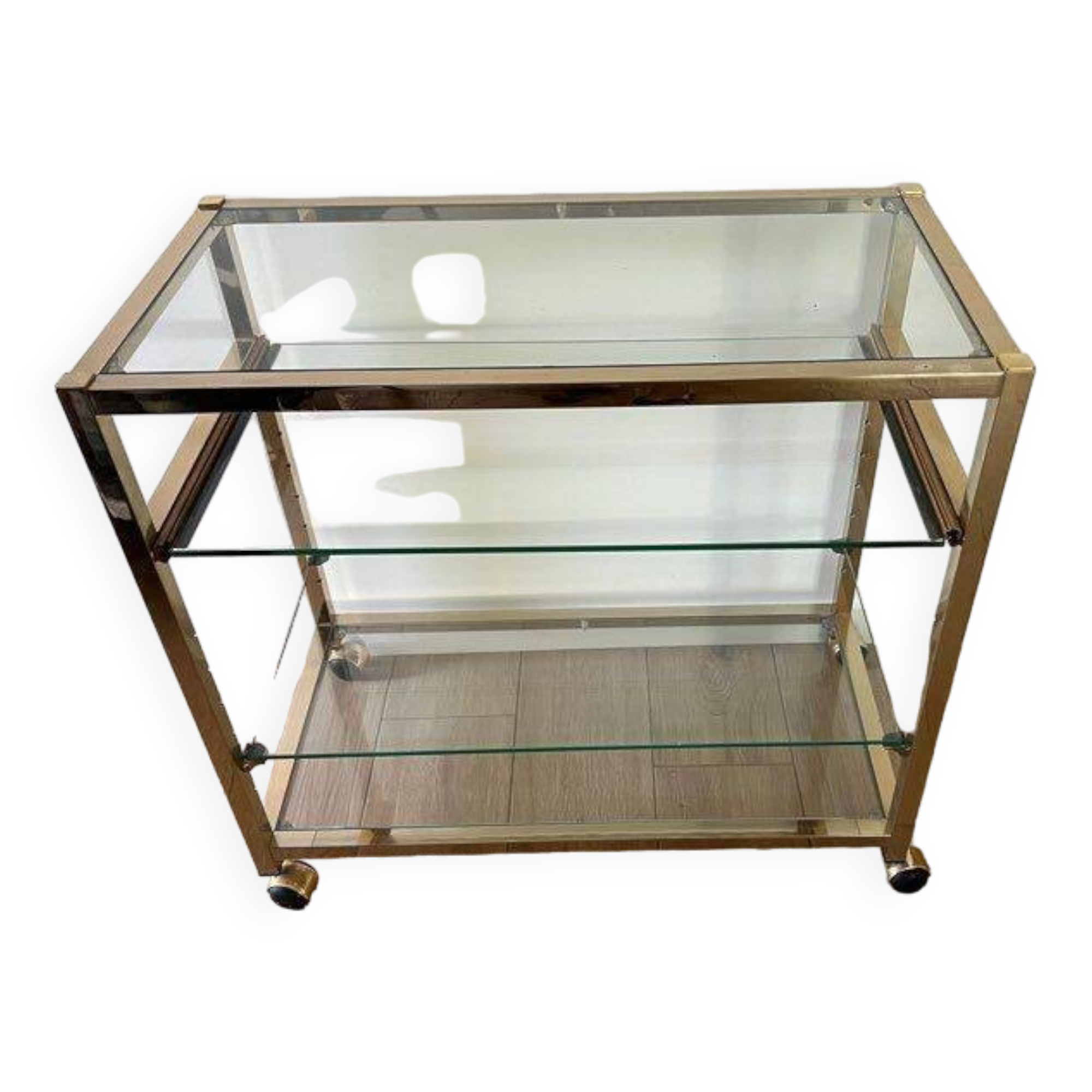 Desserte/Chariot de bar - laiton/verre - 4 niveaux - année 50
