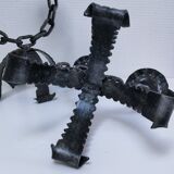 Pair of brutalist 60s metal chain candle holders