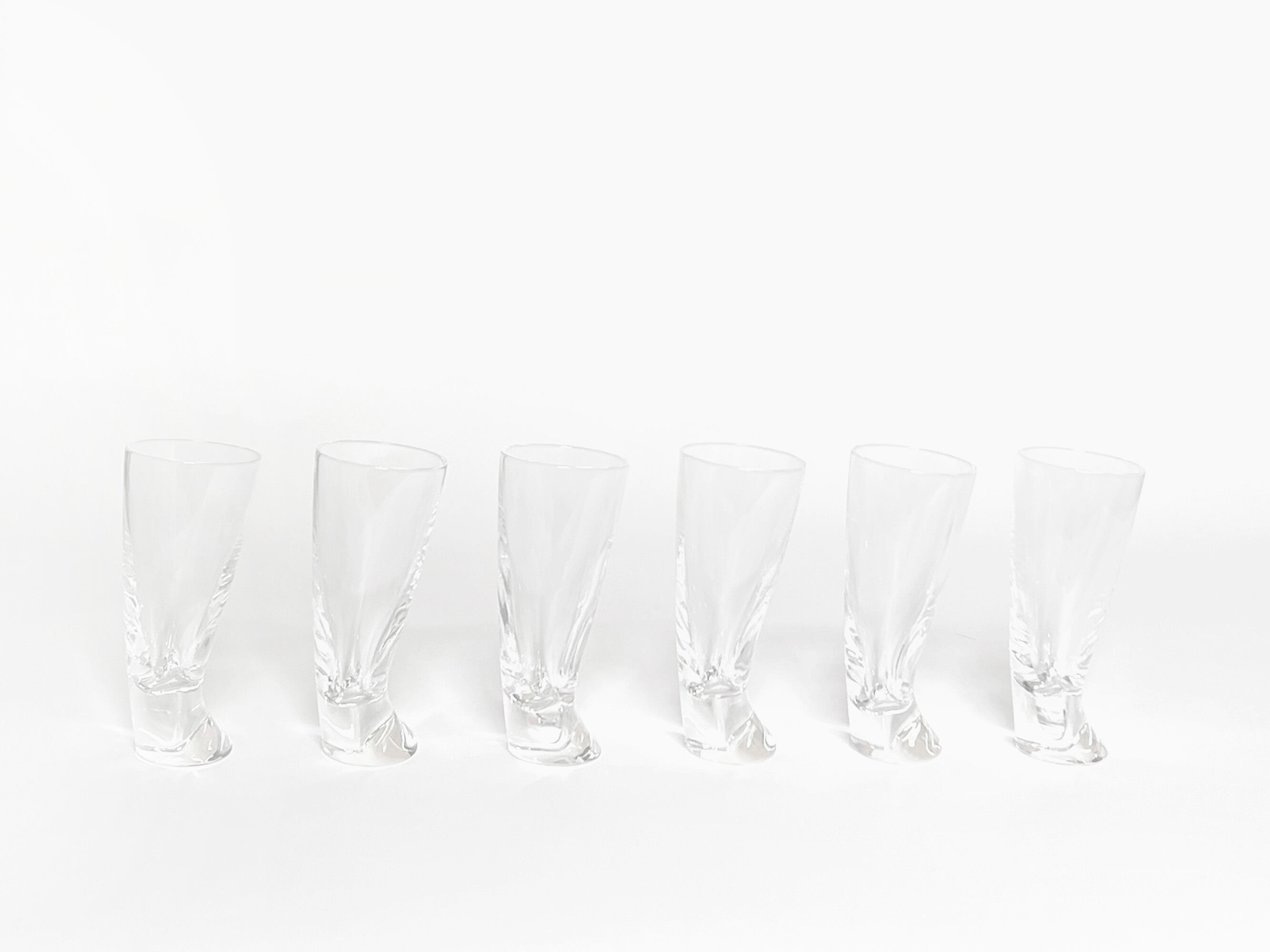 6  verres à shot angelo mangiarotti pour cristalleria colle 1991