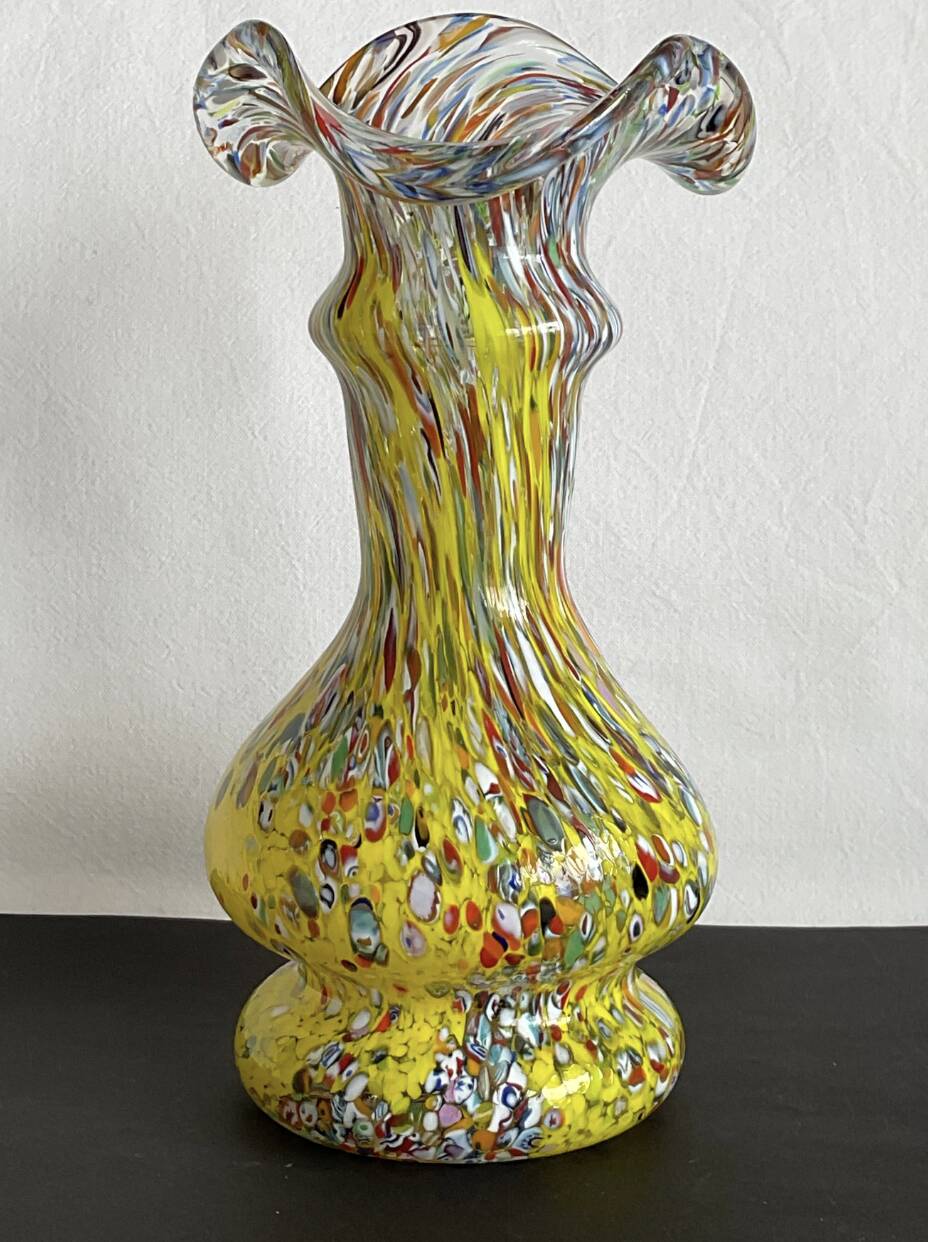 Vintage Murano Millefiori Glass Vase – Mouth Blown – Italy
