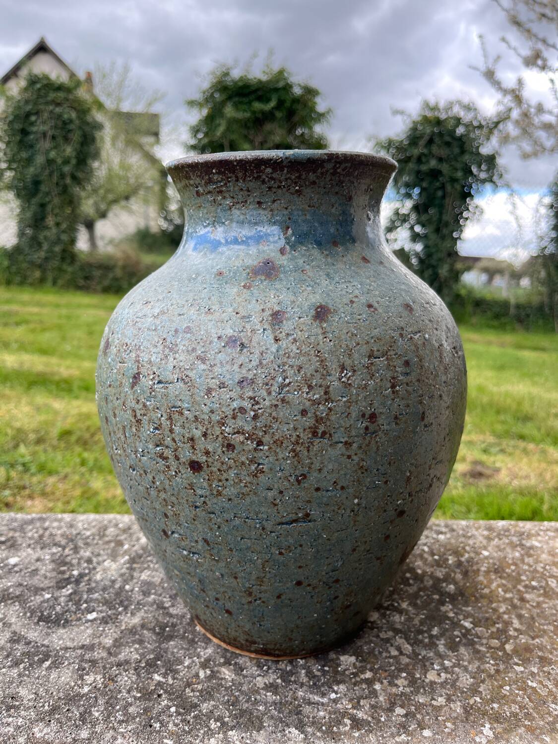 Large stoneware vase signed Alain Blanchard vintage