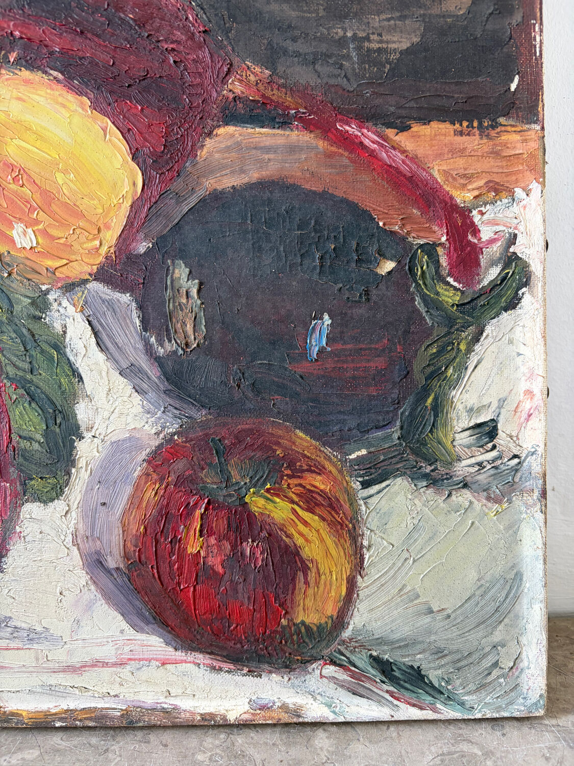 Retour du marché, huile sur toile signée Perrin