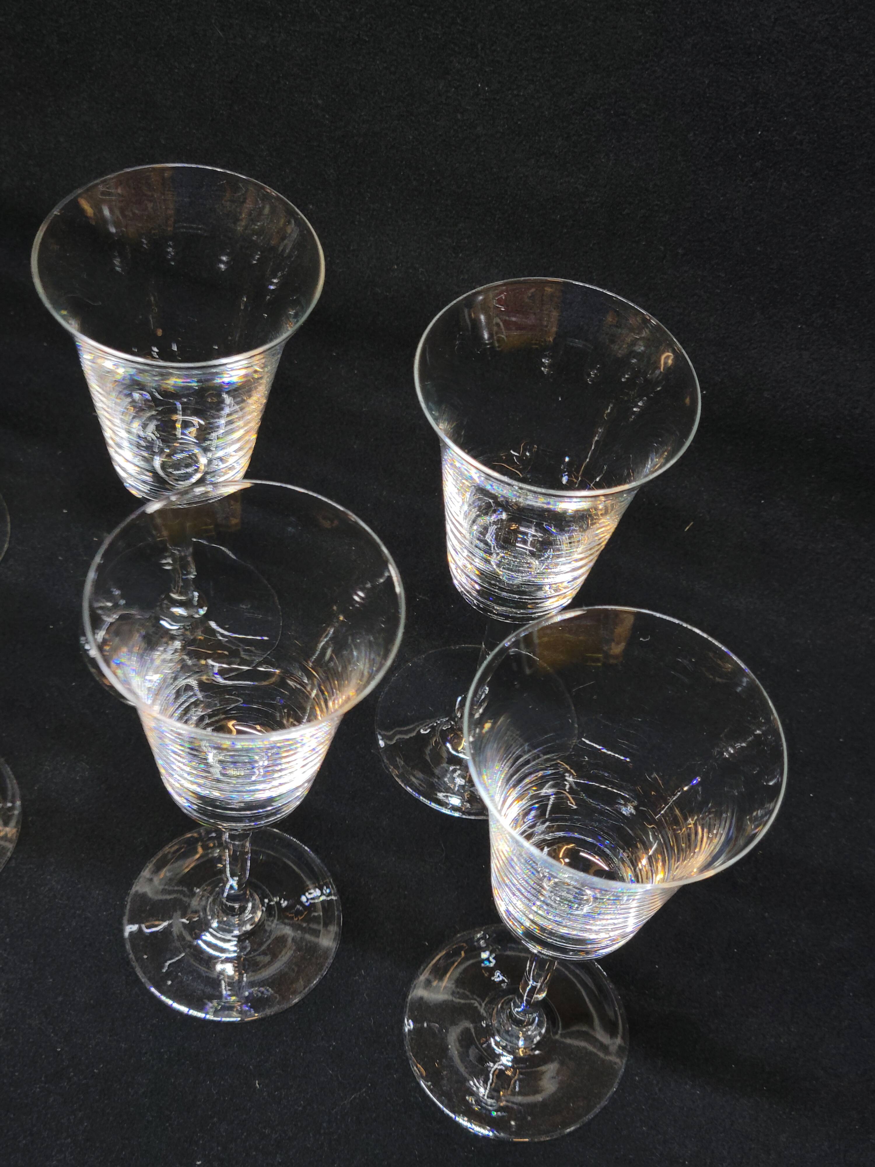 8 Fine Crystal Stemmed Glasses for Port or Liqueur - Baccarat? / Saint Louis