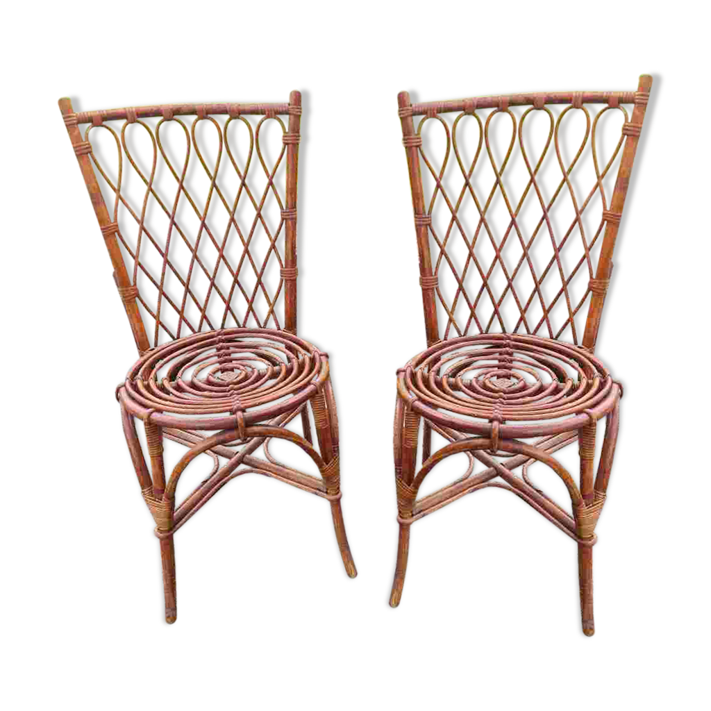 Chaise en bambou osier rond rotin Peacock côté