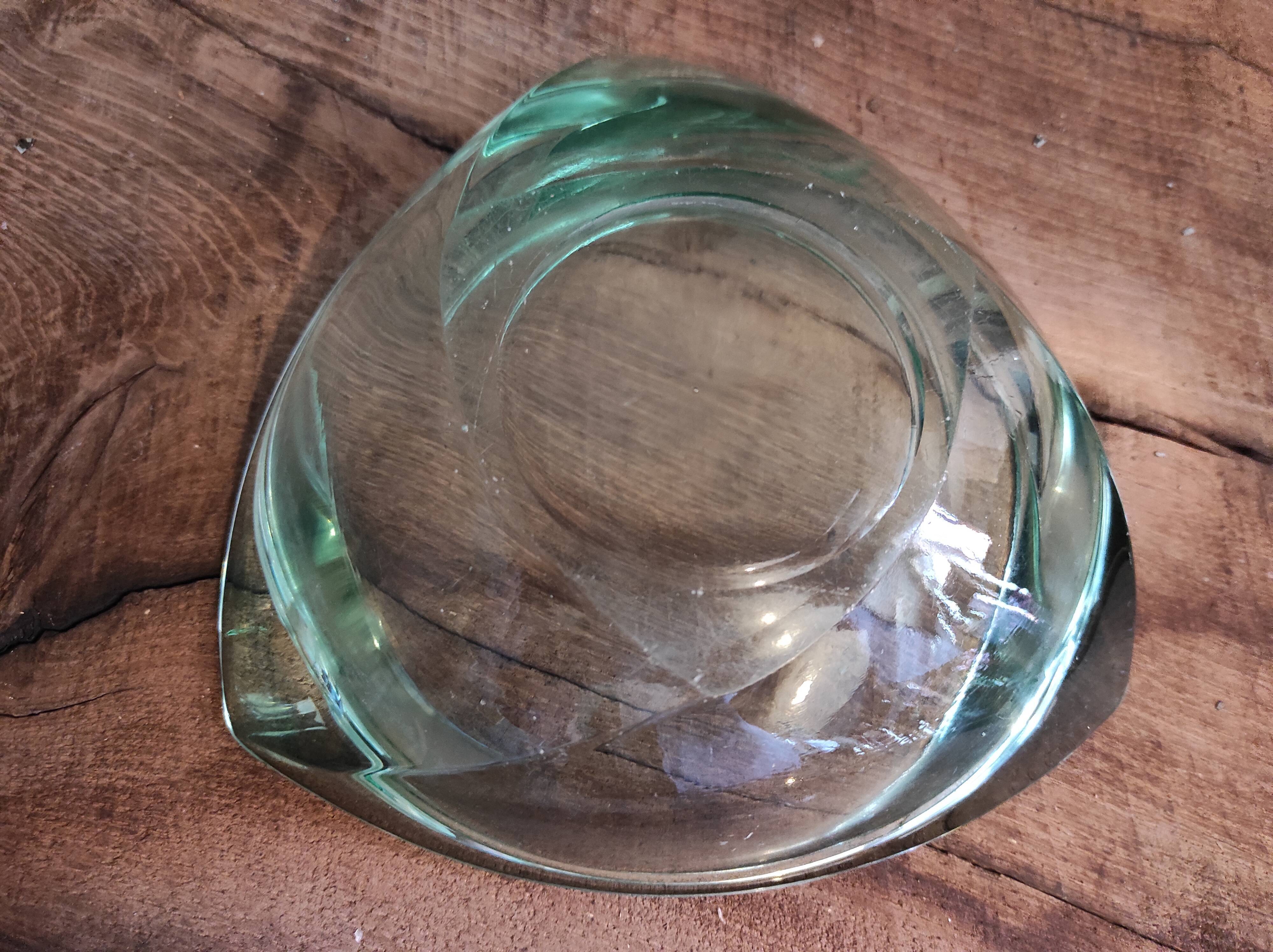 Large vintage ashtray, from the 60s-70s, in green glass