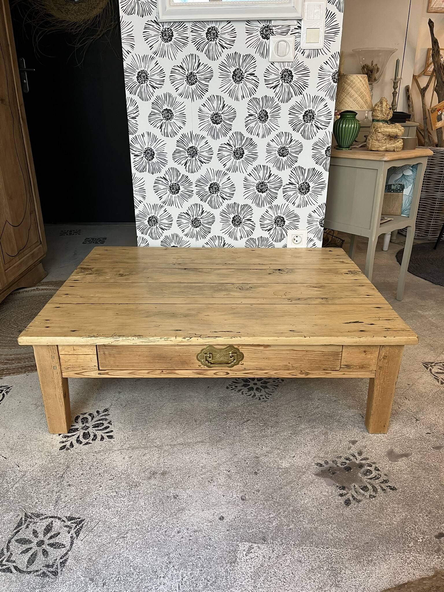 Table basse de ferme bois massif Augusta