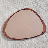 Contemporary oval mirror in teak finish