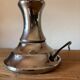 Vintage 1970s chrome globe lamp with bamboo-like finish