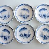 6 antique French dessert plates, Moulin des Loups, 4067