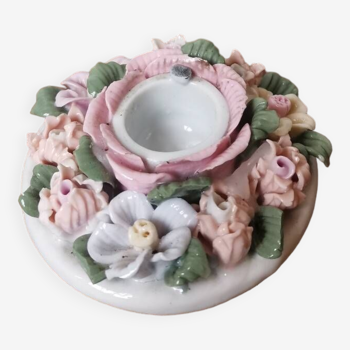 Vintage kitsch porcelain flower candle holder