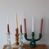 Pair of Roger Gallet glass candle holders