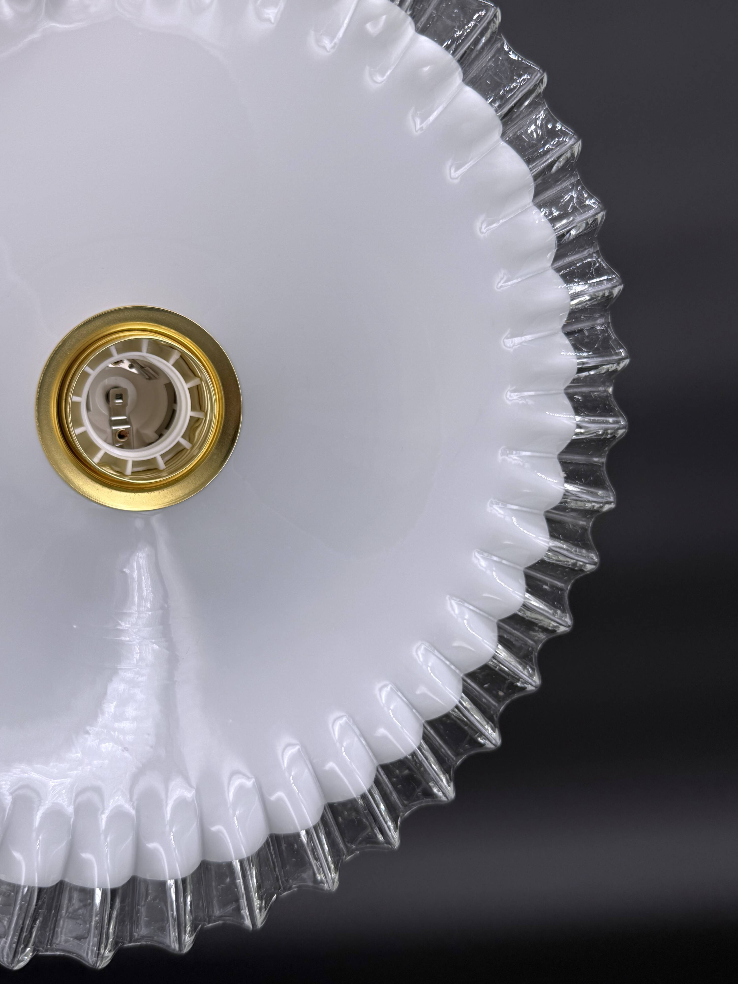 Vintage pendant light in white opaline glass